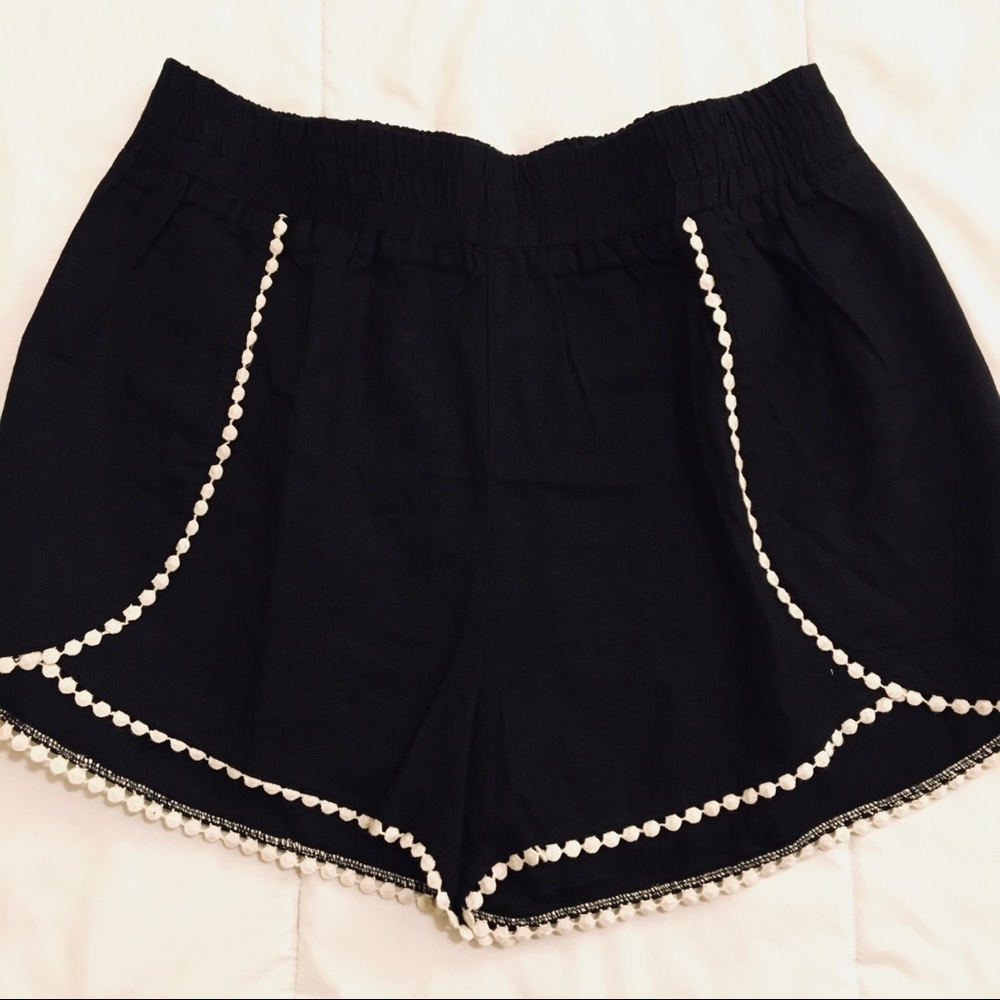 Large Black Shorts with Lace Detail *Brand New
